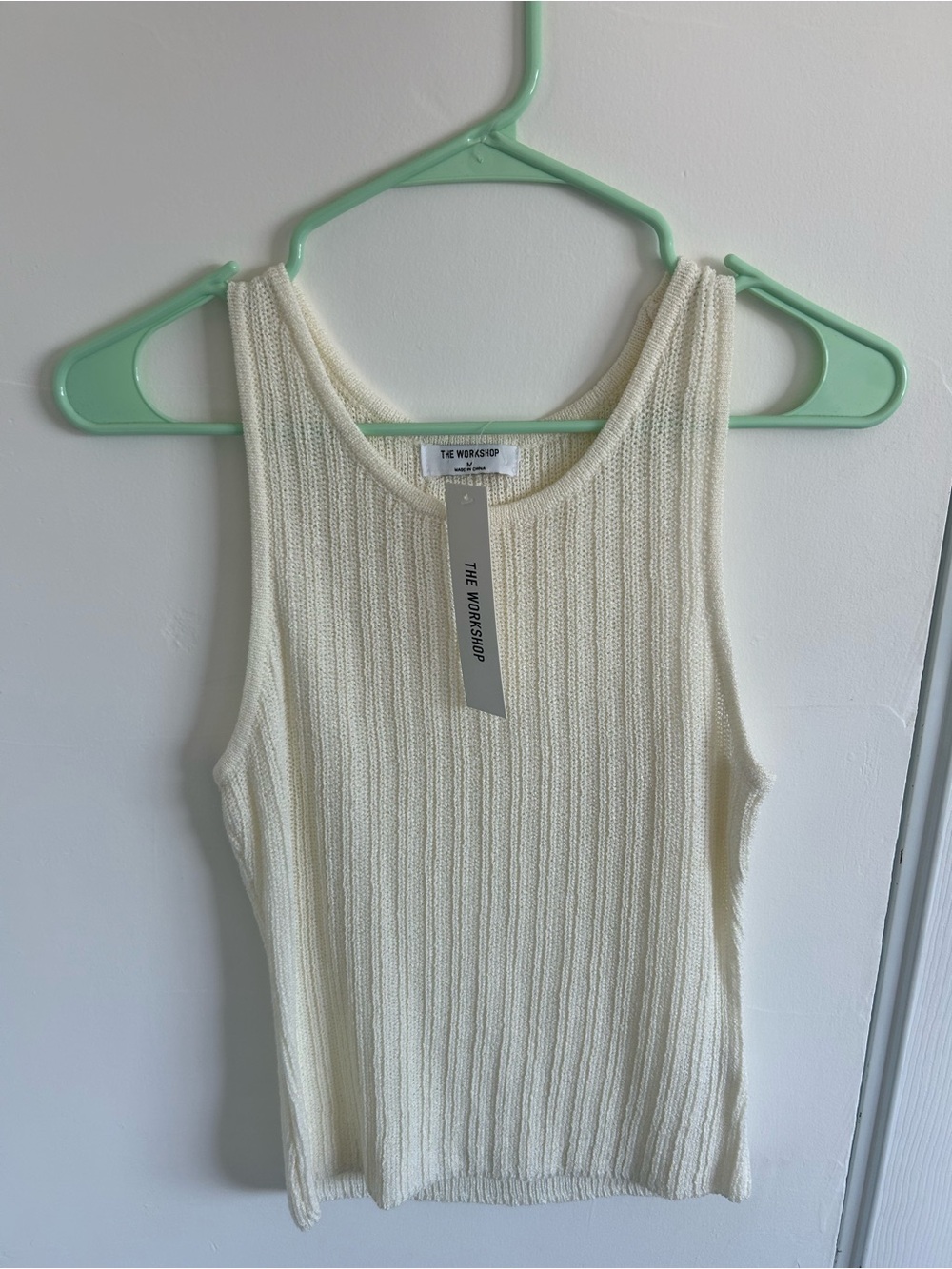 Workshop Republic Clothing Cream Ribbed Knit Tank Top